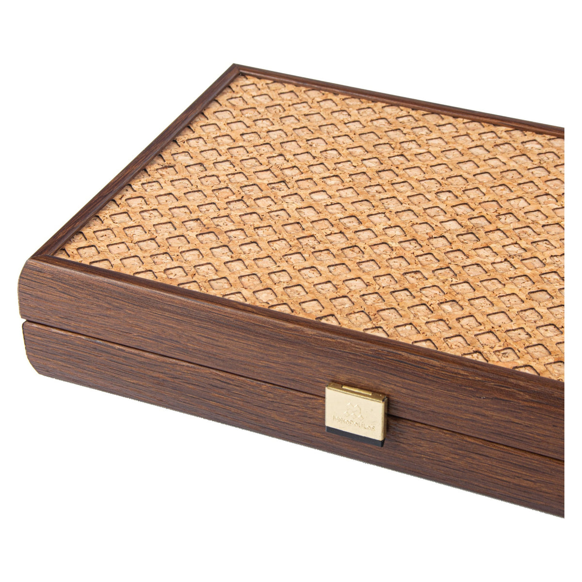 Manopoulos Dark Brown Cork Travel Backgammon – Cube Design (5)
