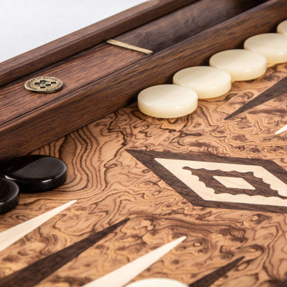 Manopoulos Walnut Burl Backgammon (6)