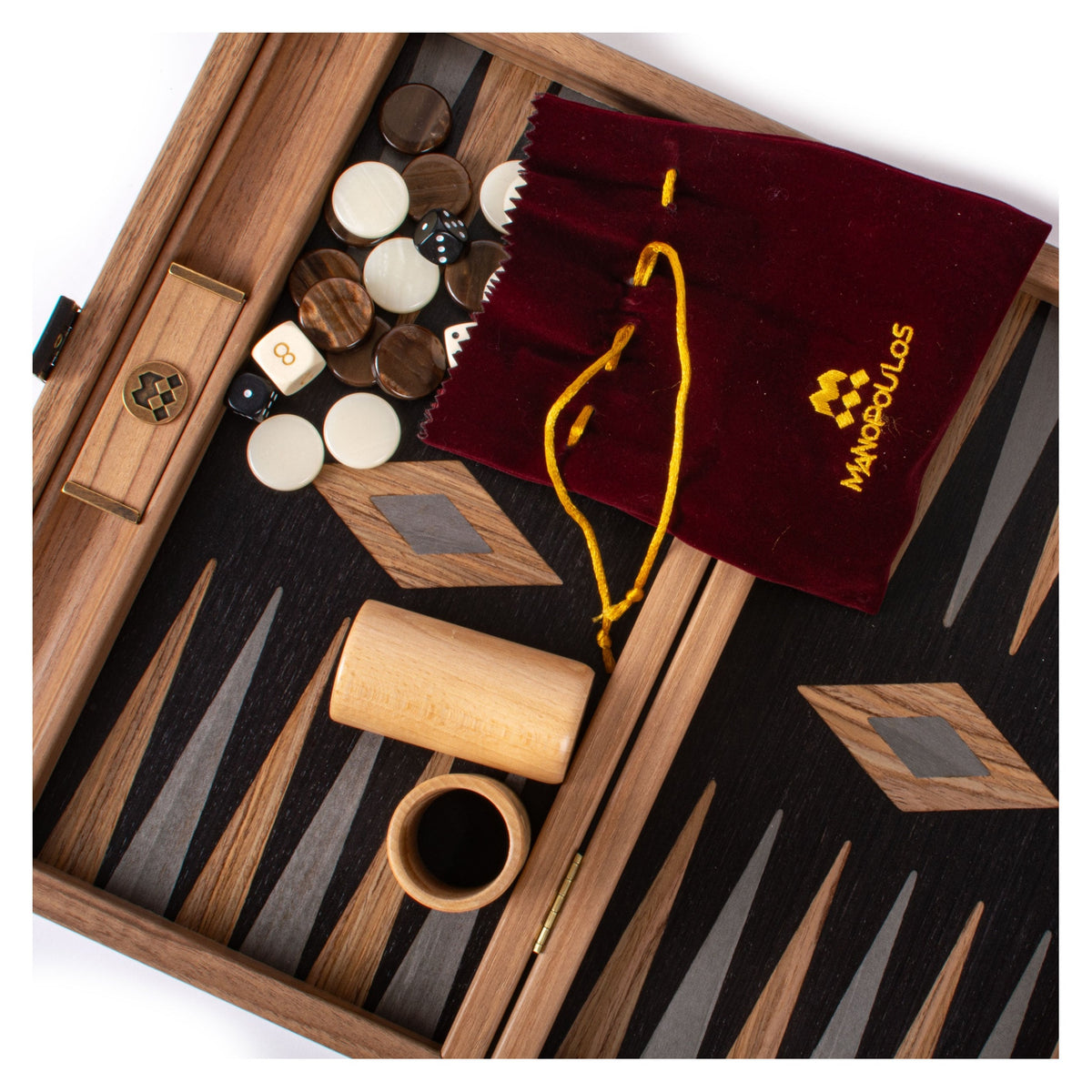 Manopoulos Walnut with Black Oak Backgammon (12)