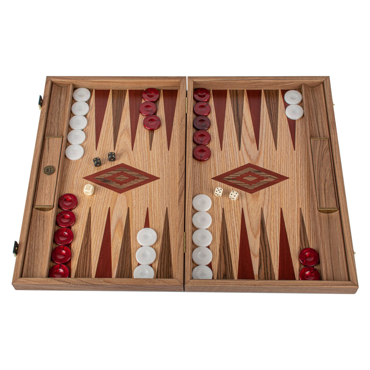 Manopoulos Oak & American Walnut Backgammon With Side Racks (3)