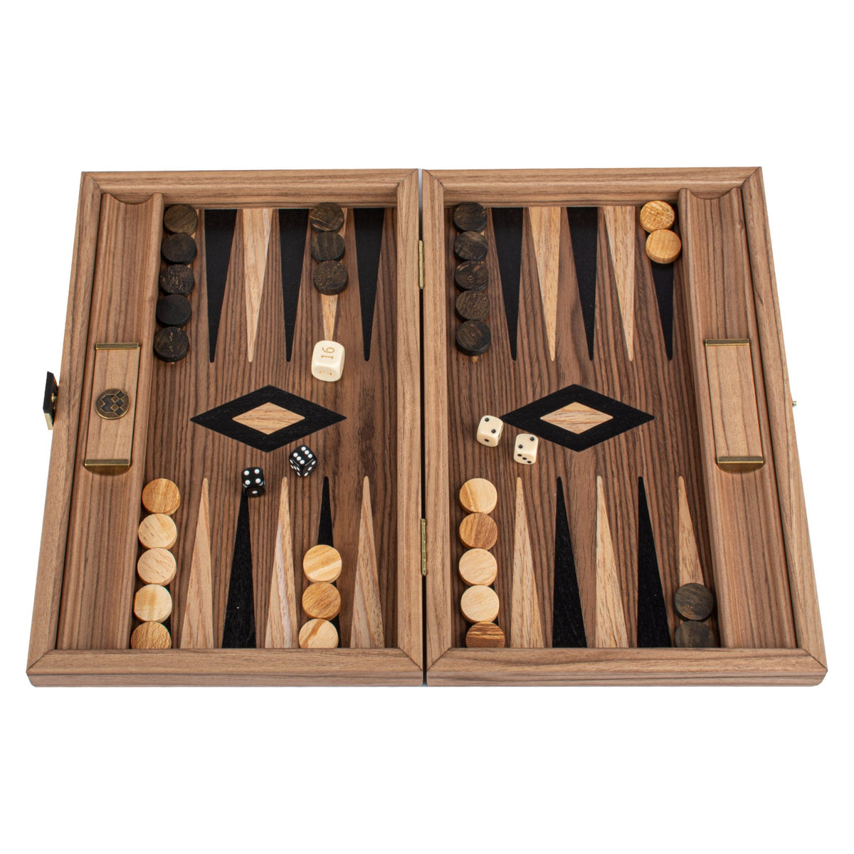 Manopoulos American Walnut Backgammon With Side Racks – BKK3