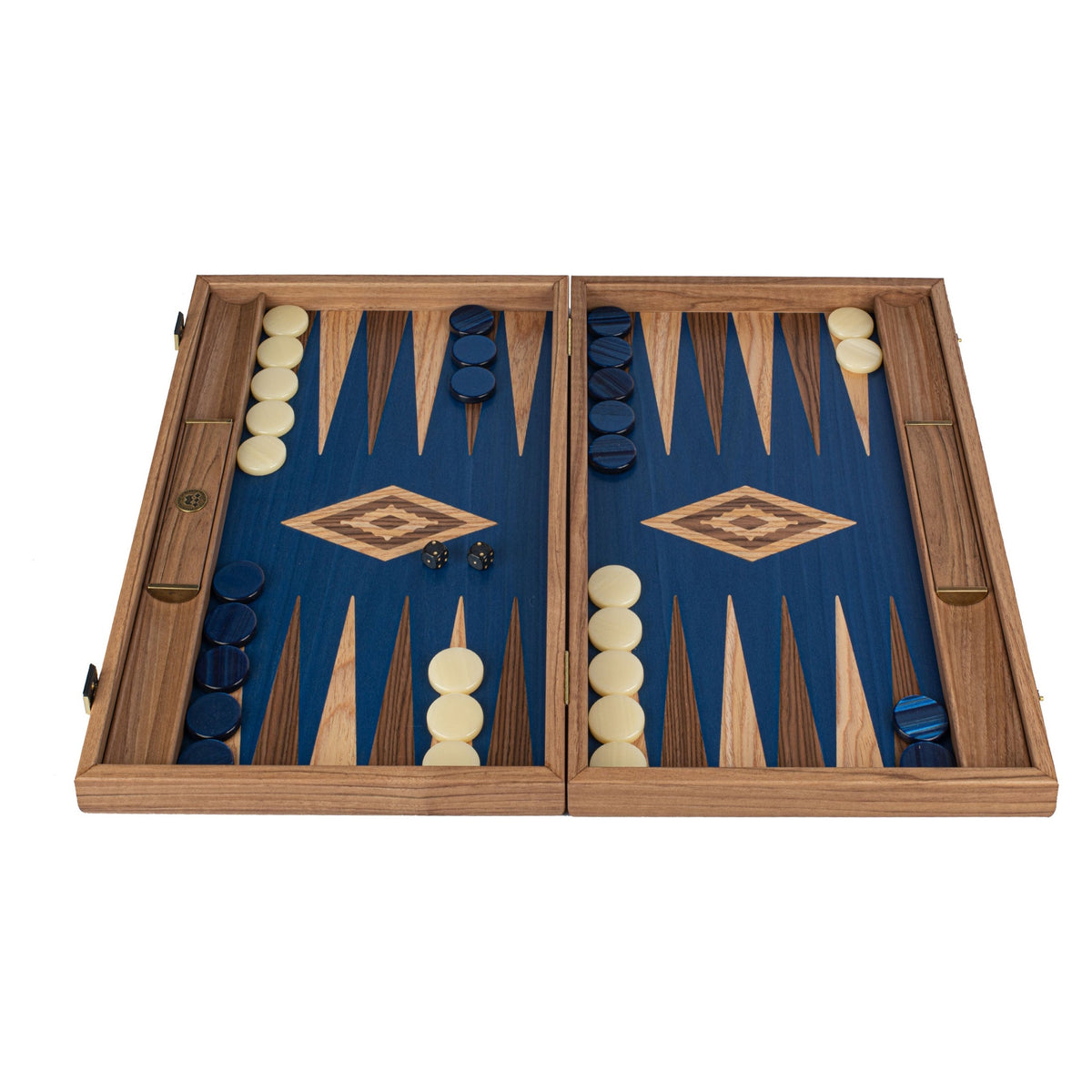 Manopoulos Walnut with Blue Oak Backgammon