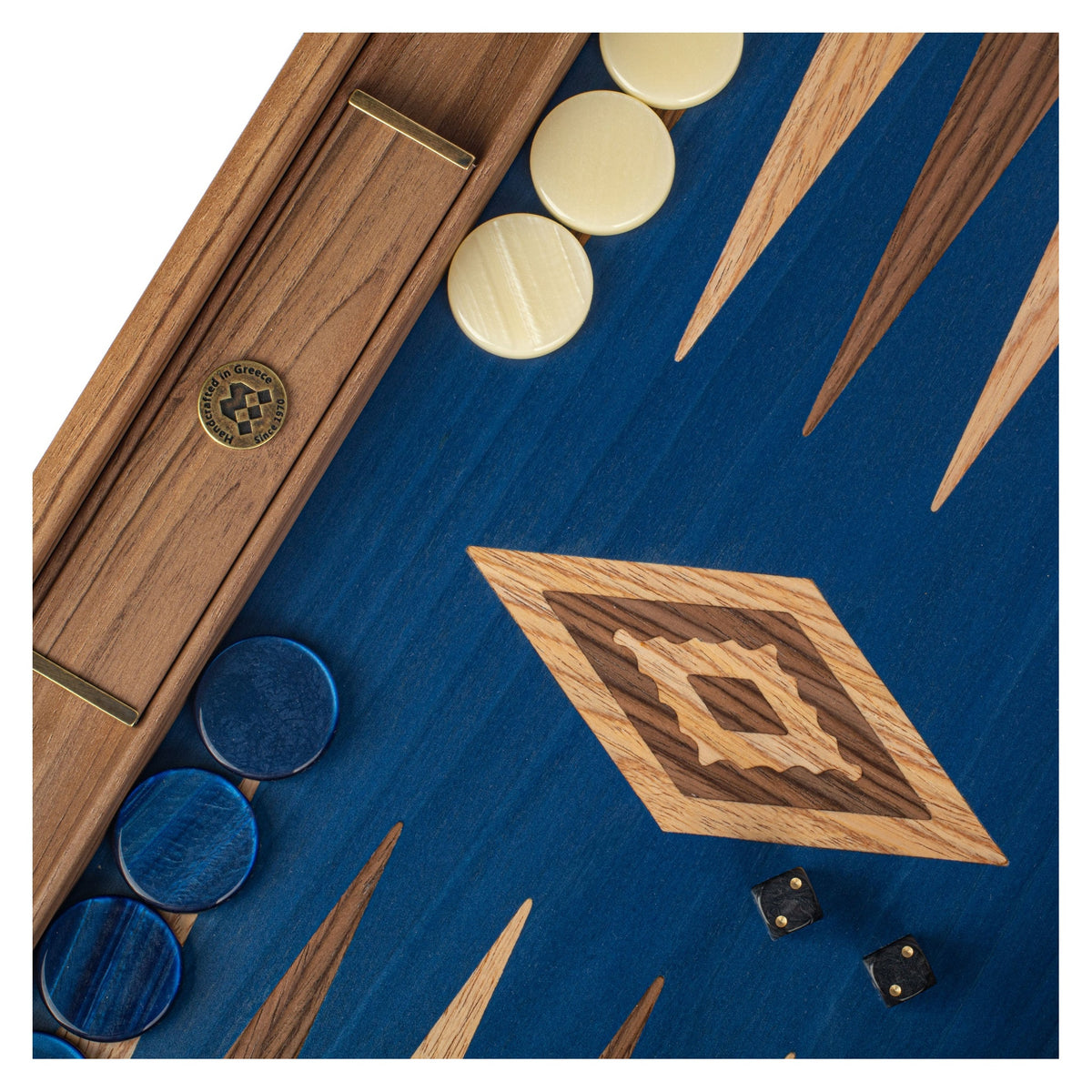 Manopoulos Walnut with Blue Oak Backgammon (4)