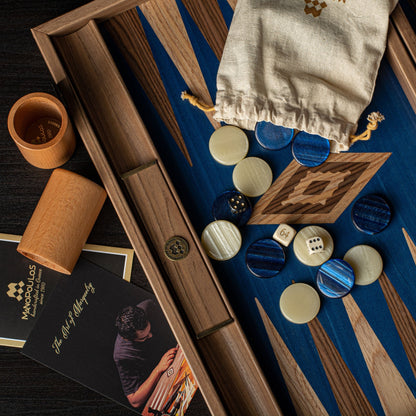 Manopoulos Walnut with Blue Oak Backgammon (7)