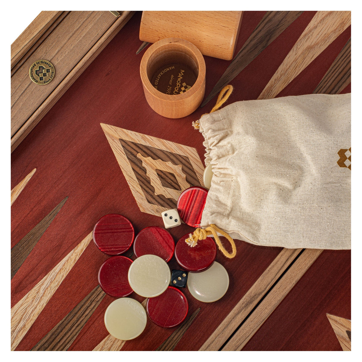 Manopoulos Walnut with Red Oak Backgammon (4)