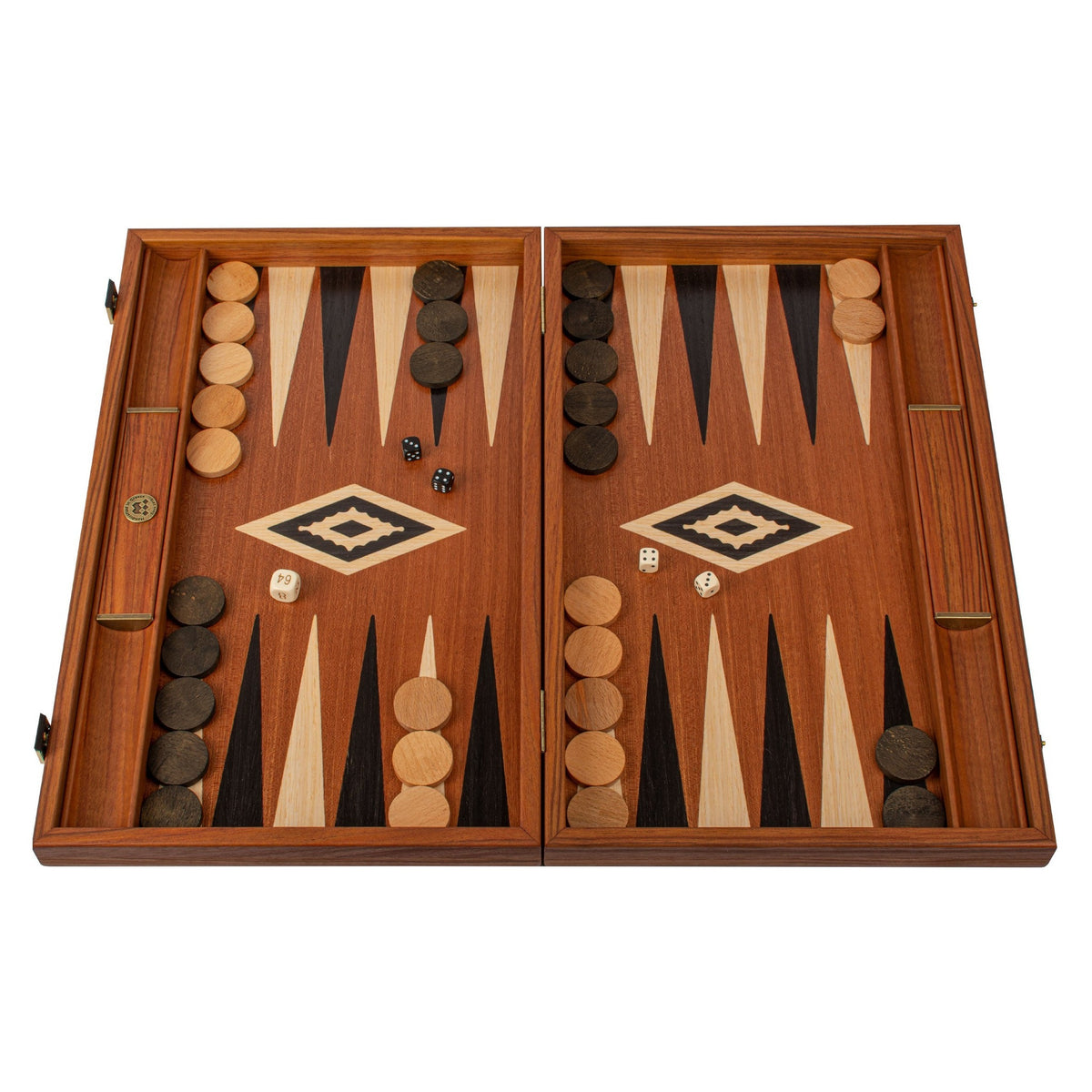 Manopoulos Mahogany Backgammon With Side Racks (4)