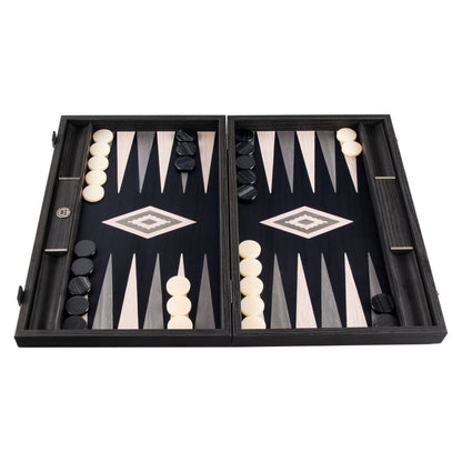 Manopoulos Pearly Grey Vavona with Black Oak Backgammon