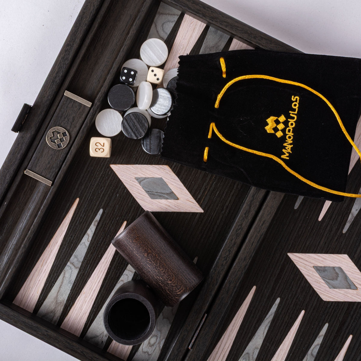 Manopoulos Pearly Grey Vavona with Black Oak Backgammon (14)