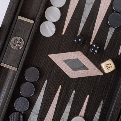 Manopoulos Pearly Grey Vavona with Black Oak Backgammon (15)