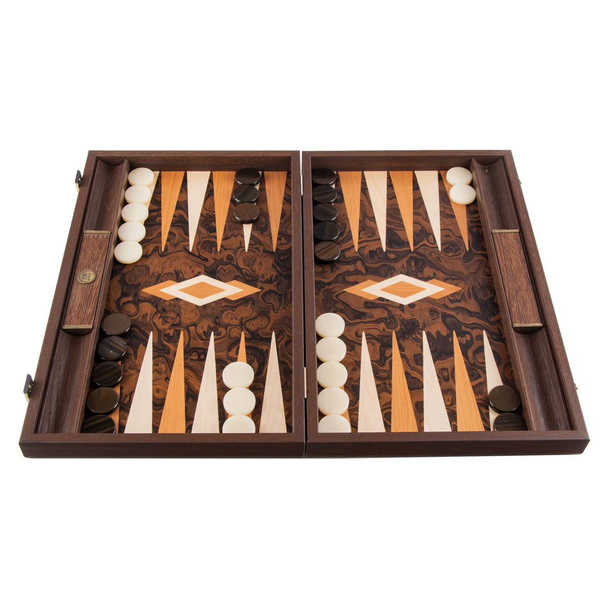 Manopoulos California Walnut Burl Backgammon