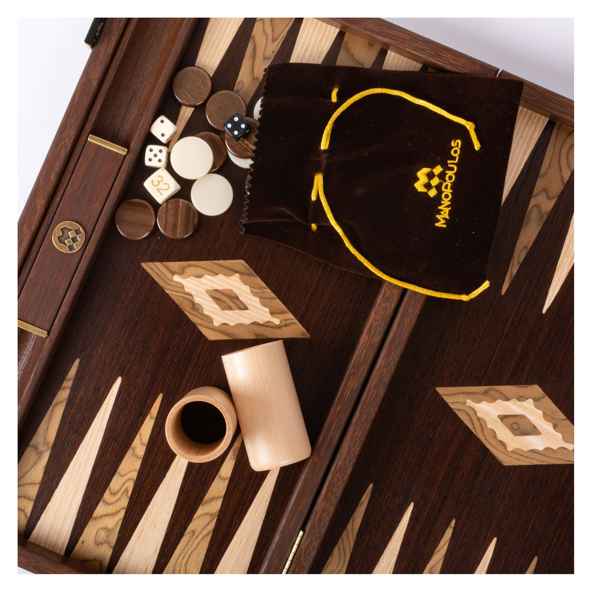 Manopoulos Wenge with Walnut Burl Backgammon (13)