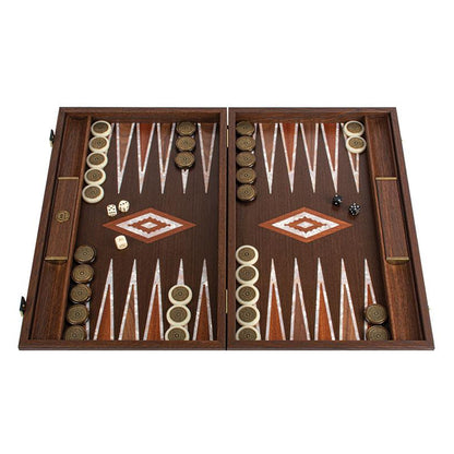 Manopoulos Limited Edition Backgammon - Natural Burl With Pearl Elements