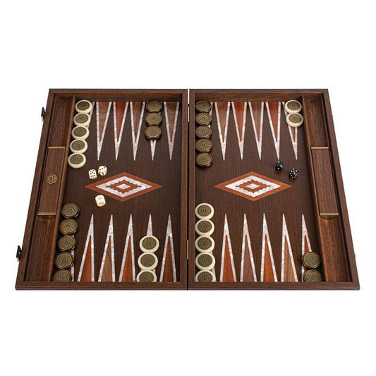 Manopoulos Limited Edition Backgammon - Natural Burl With Pearl Elements