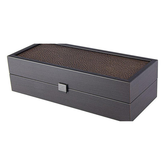 Manopoulos Wooden Wine Box With Leatherette Top – Black