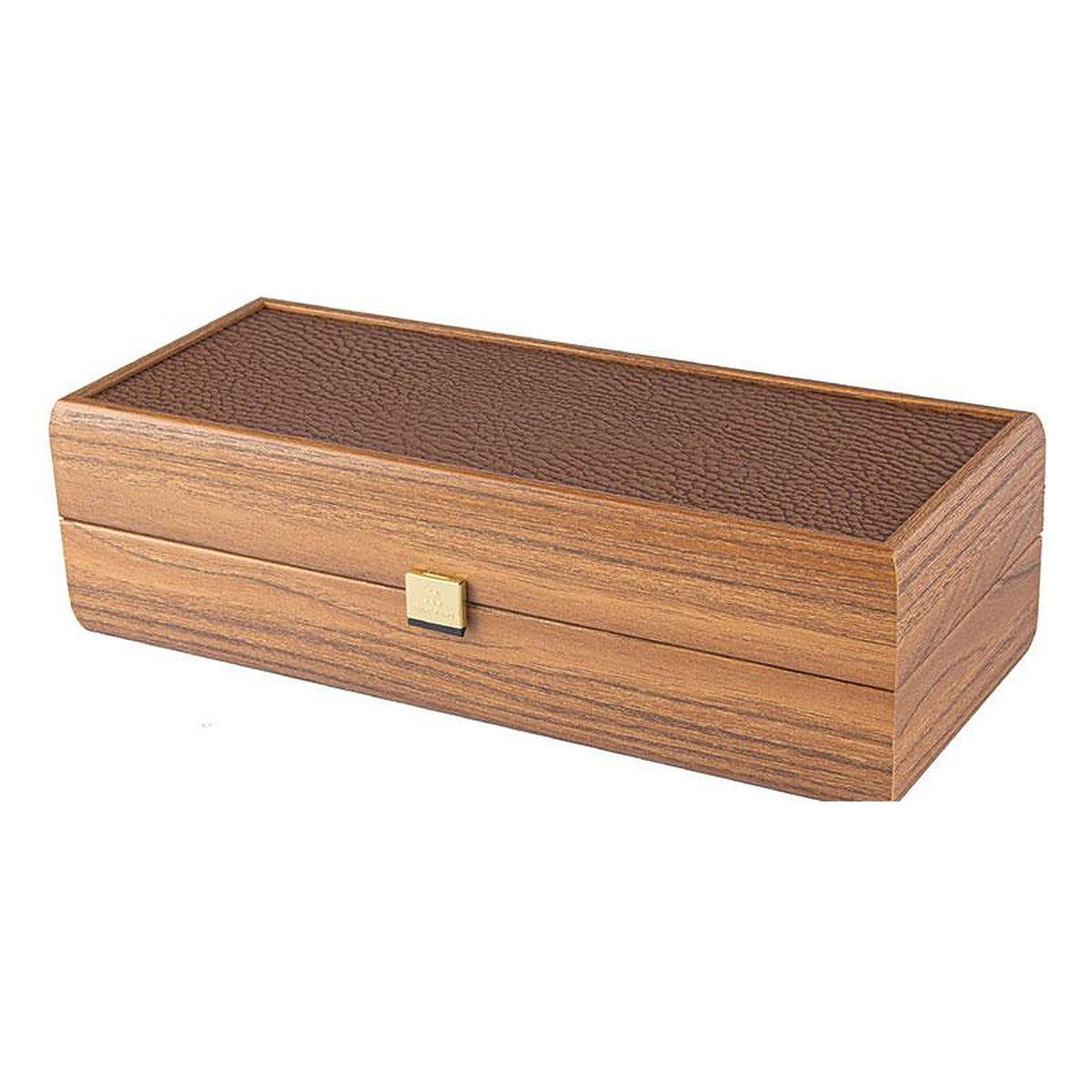 Manopoulos Wooden Wine Box With Leatherette Top – Walnut