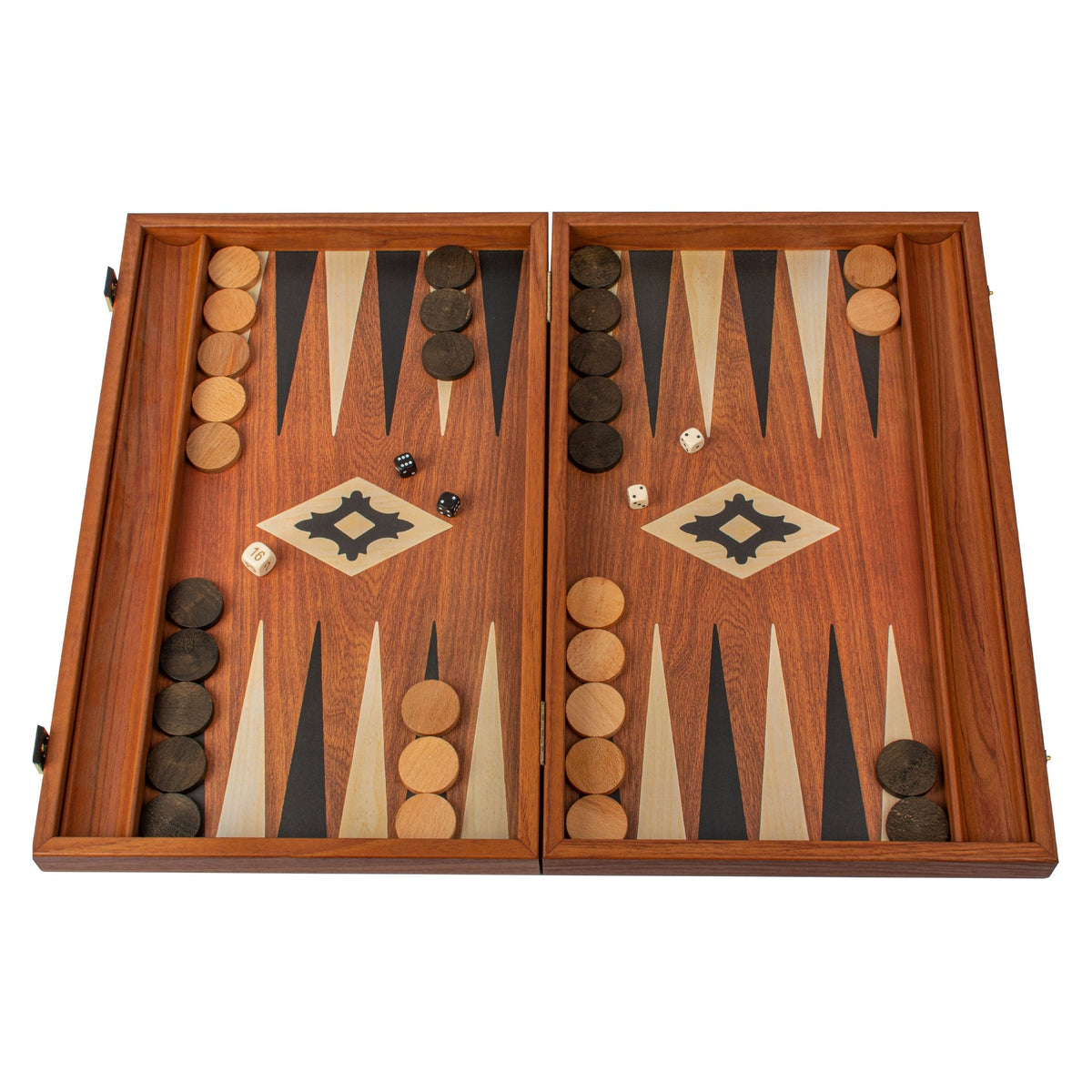 Manopoulos Mahogany Backgammon Replica With Side Racks – BXL1MM