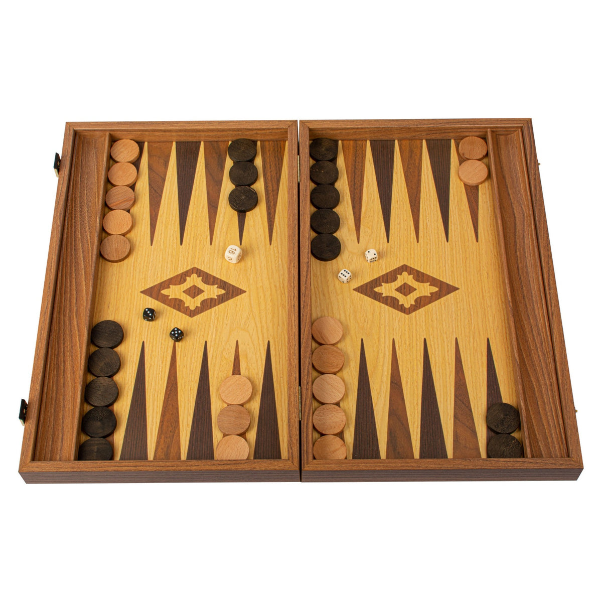 Manopoulos Oak-walnut Backgammon Replica With Side Racks – BXL1KD