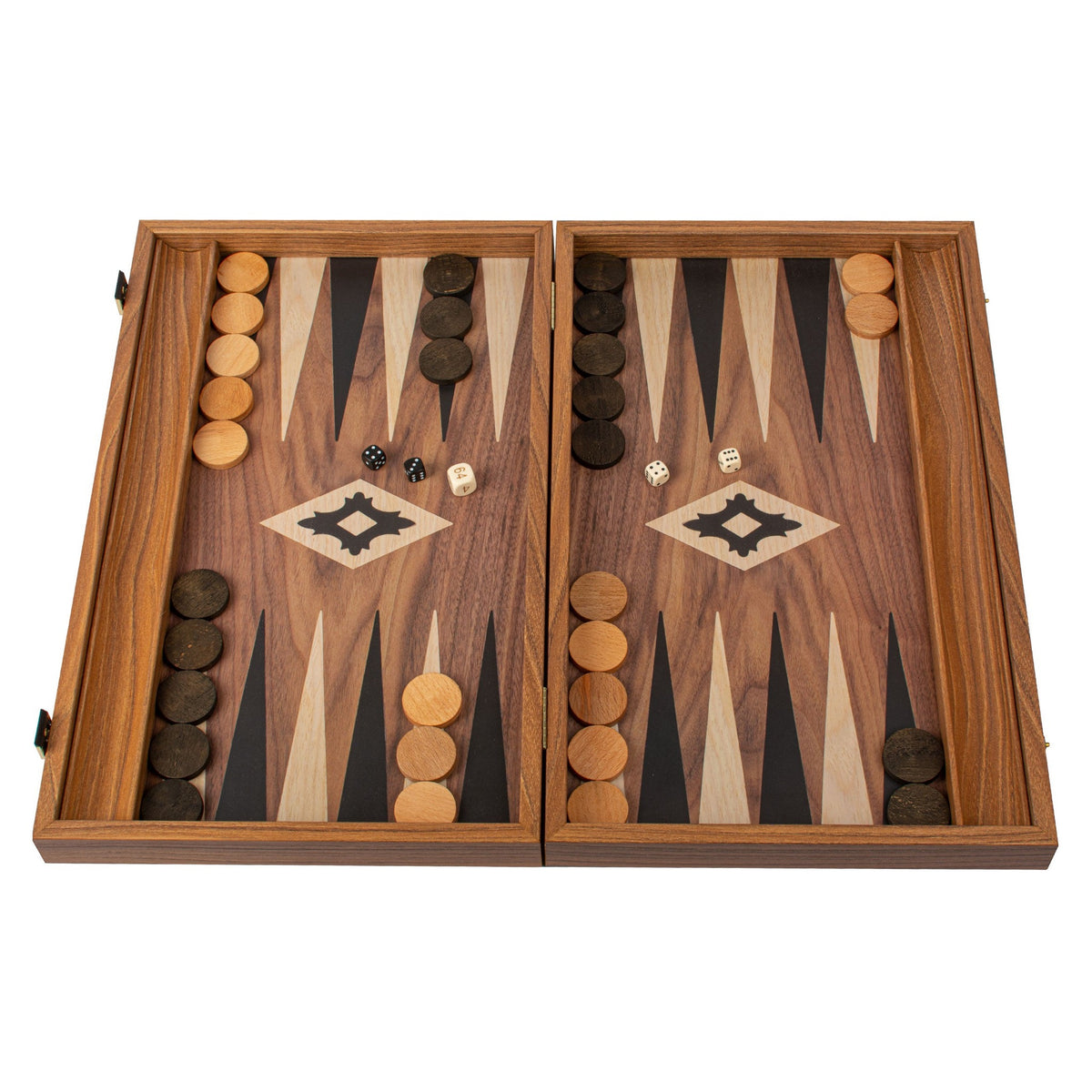 Manopoulos Walnut Backgammon Replica With Side Racks – BXL1KK
