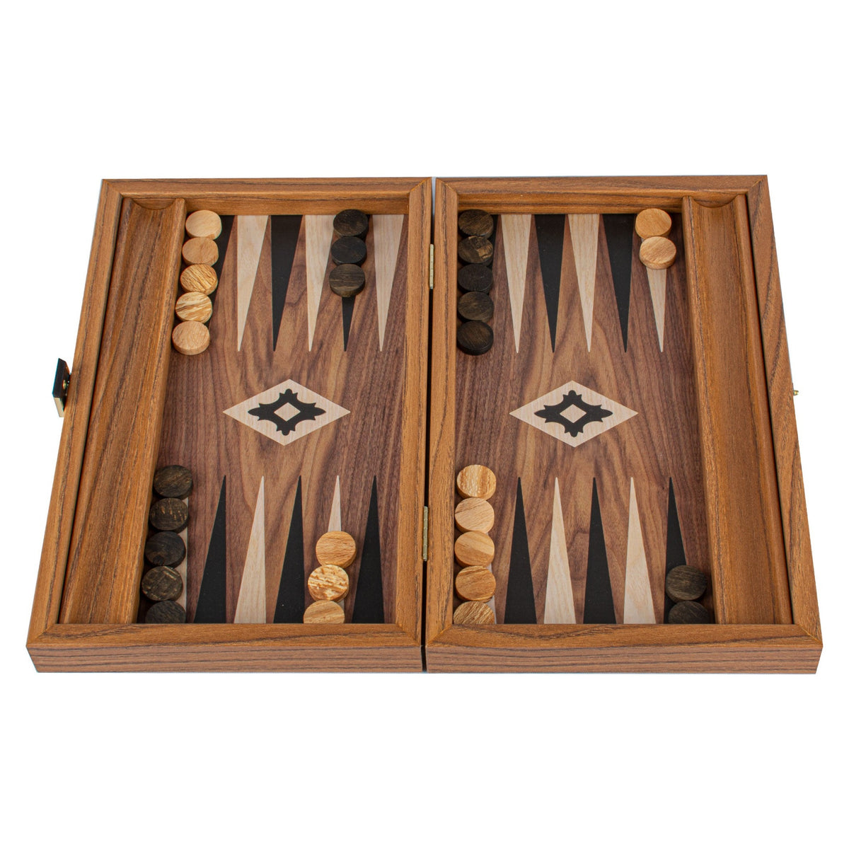 Manopoulos Walnut Backgammon Replica With Side Racks – BXL3KK