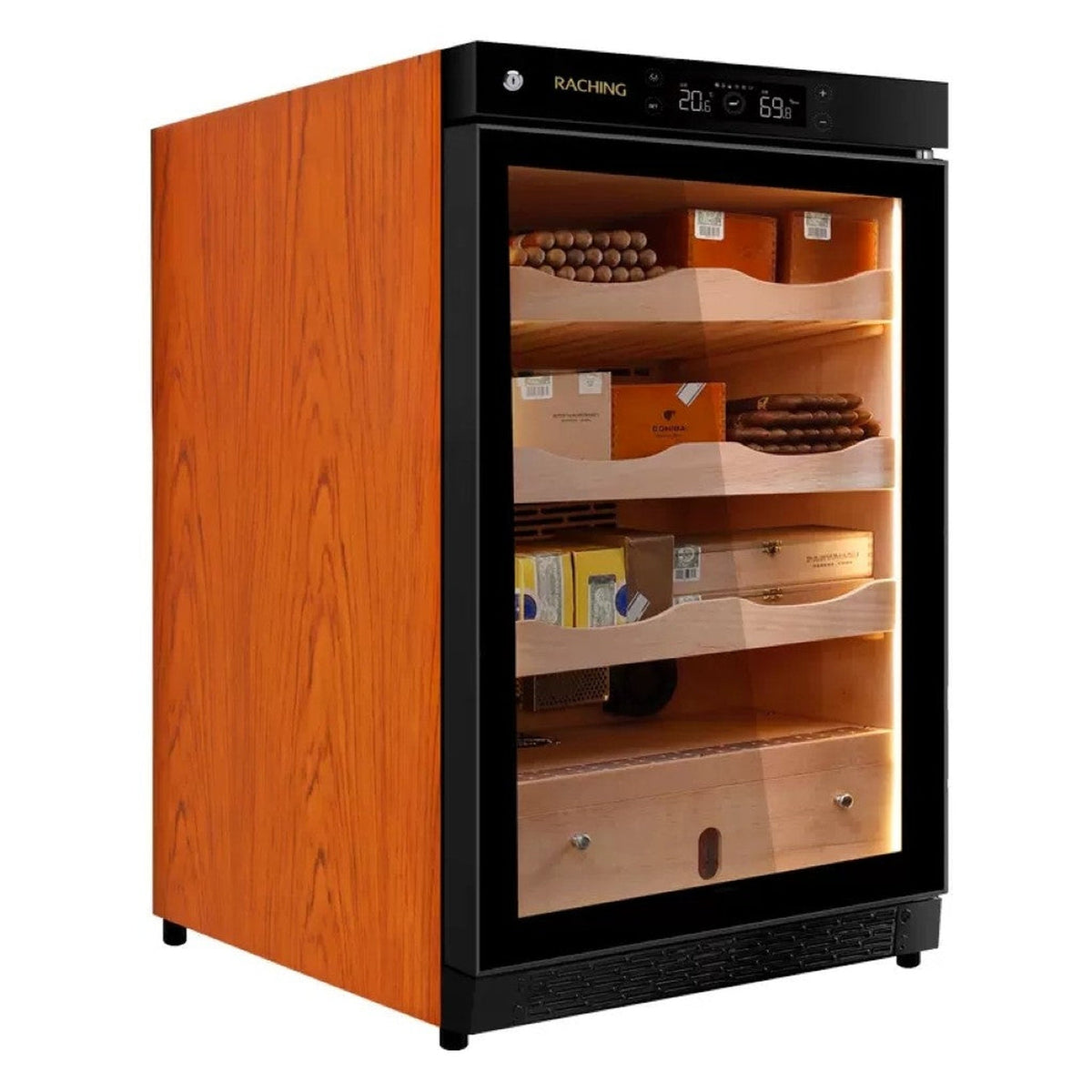 Armoire à cigares Raching C150 A à climat contrôlé avec cèdre d’Espagne étagères - chêne brun