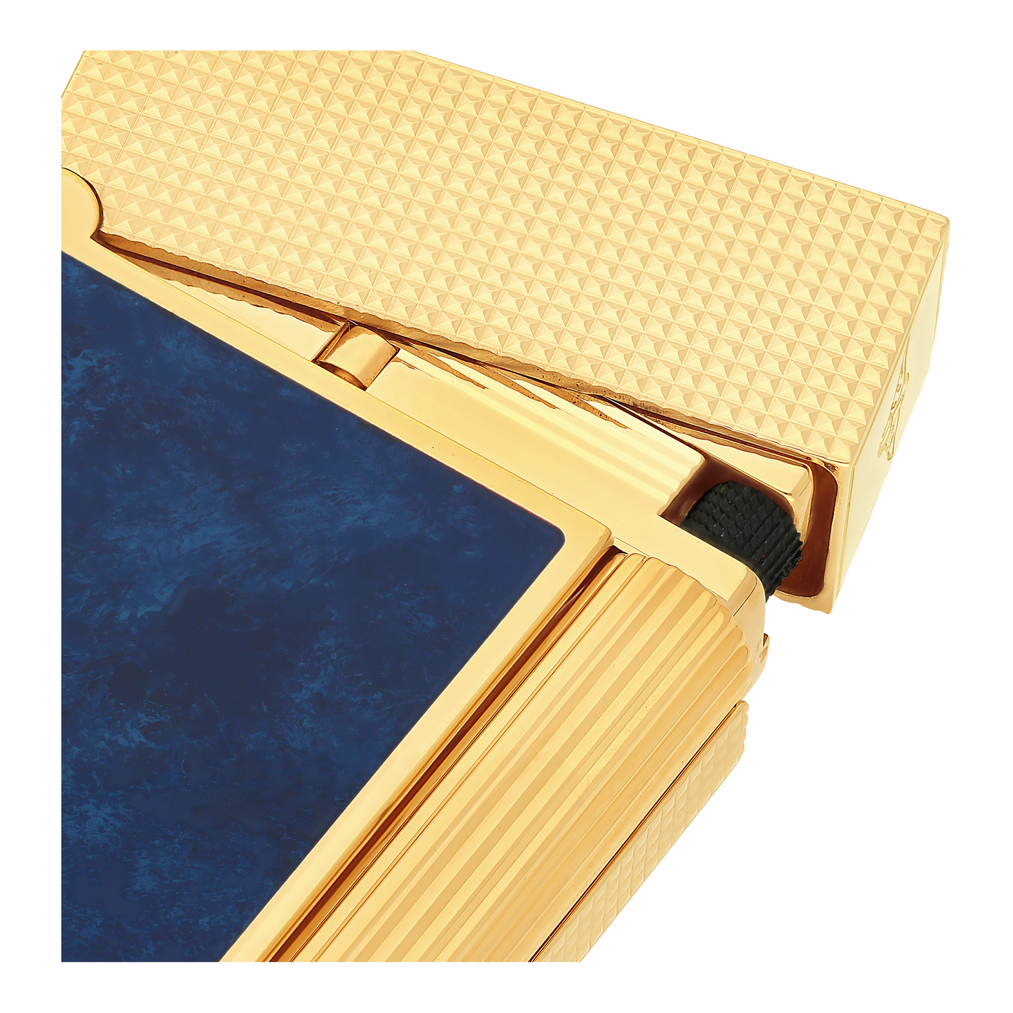 S.T. Dupont Ligne 2 Popote Blue & Yellow Gold lighter, open cap