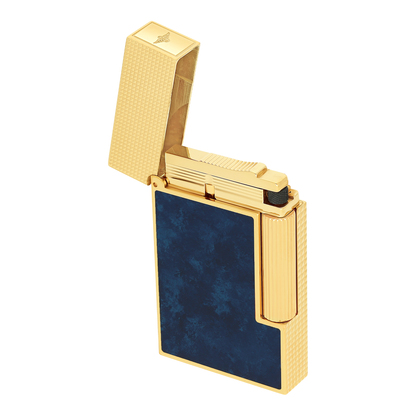 S.T. Dupont Ligne 2 Popote Blue & Yellow Gold lighter, angle view
