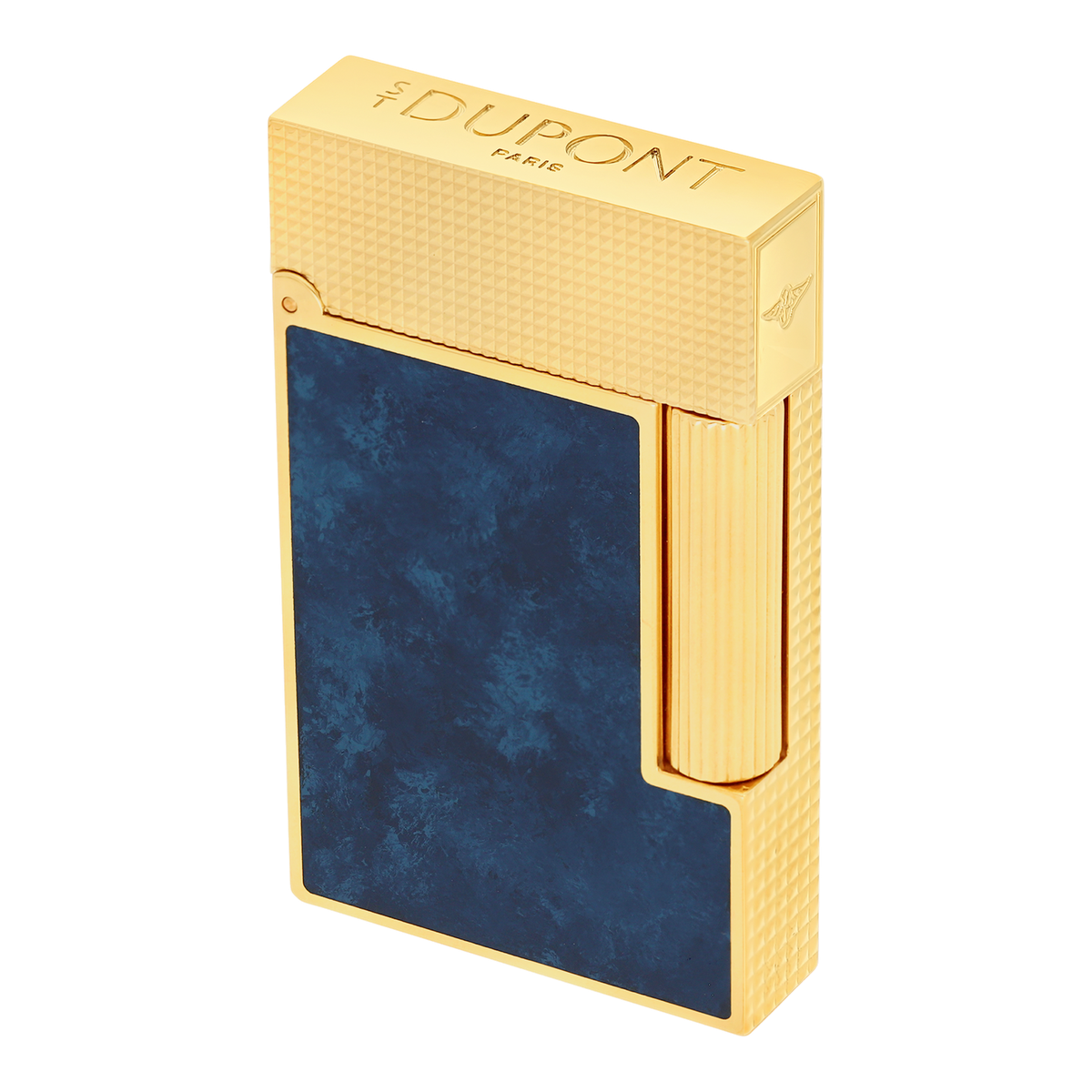 Briquet S.T. Dupont Ligne 2 popote bleu & or jaune détail vue