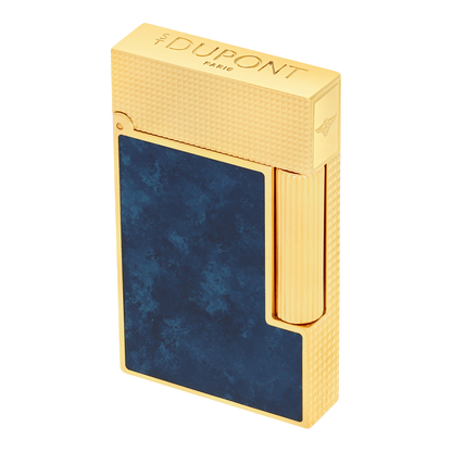 Briquet S.T. Dupont Ligne 2 popote bleu & or jaune détail vue