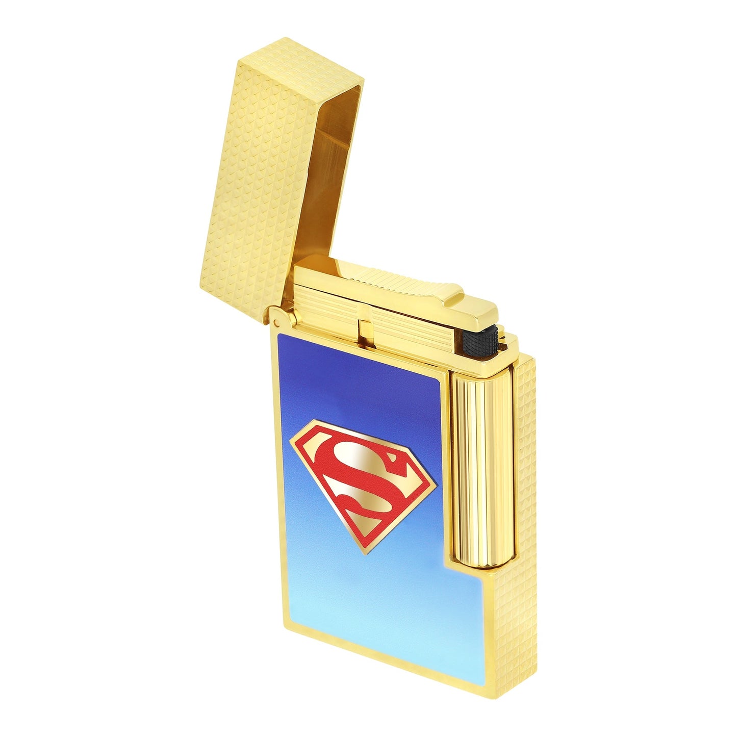 S.T. Dupont DC Comics Superman - Ligne 2 Laque Brillante Bleue Dégradée Shiny Gradient Blue Lacquer Or Jaune Yellow Gold — detail view
