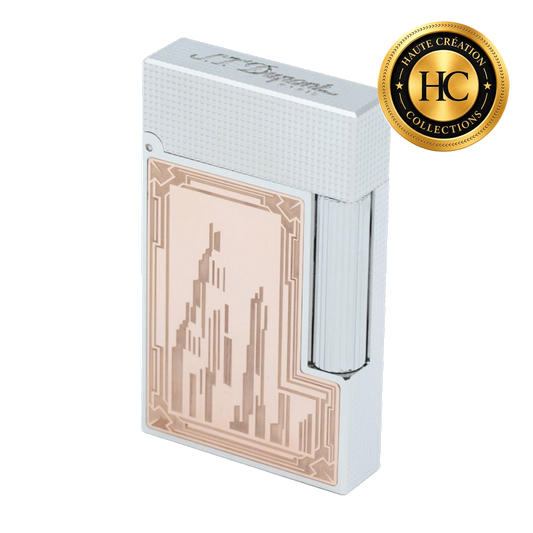 S.T. Dupont Ligne 2 Haute Création, Empire diamond-head guilloché in engraved 18-carat pink gold with palladium - ref C16040CL