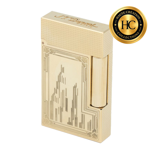 S.T. Dupont Ligne 2 Haute Création, Empire diamond-head guilloché in engraved 18-carat yellow gold - ref C16041CL