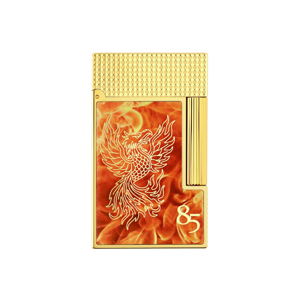 S.T. Dupont Ligne 2 lighter, 85th Anniversary, gold and phoenix lacquer