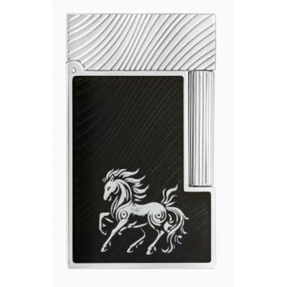 CHINESE NEW YEAR HORSE - LIGNE 2 GUILLOCHE SOUS LAQUE NOIRE BLACK GUILLOCHE UNDER LACQUER PALLADIUM