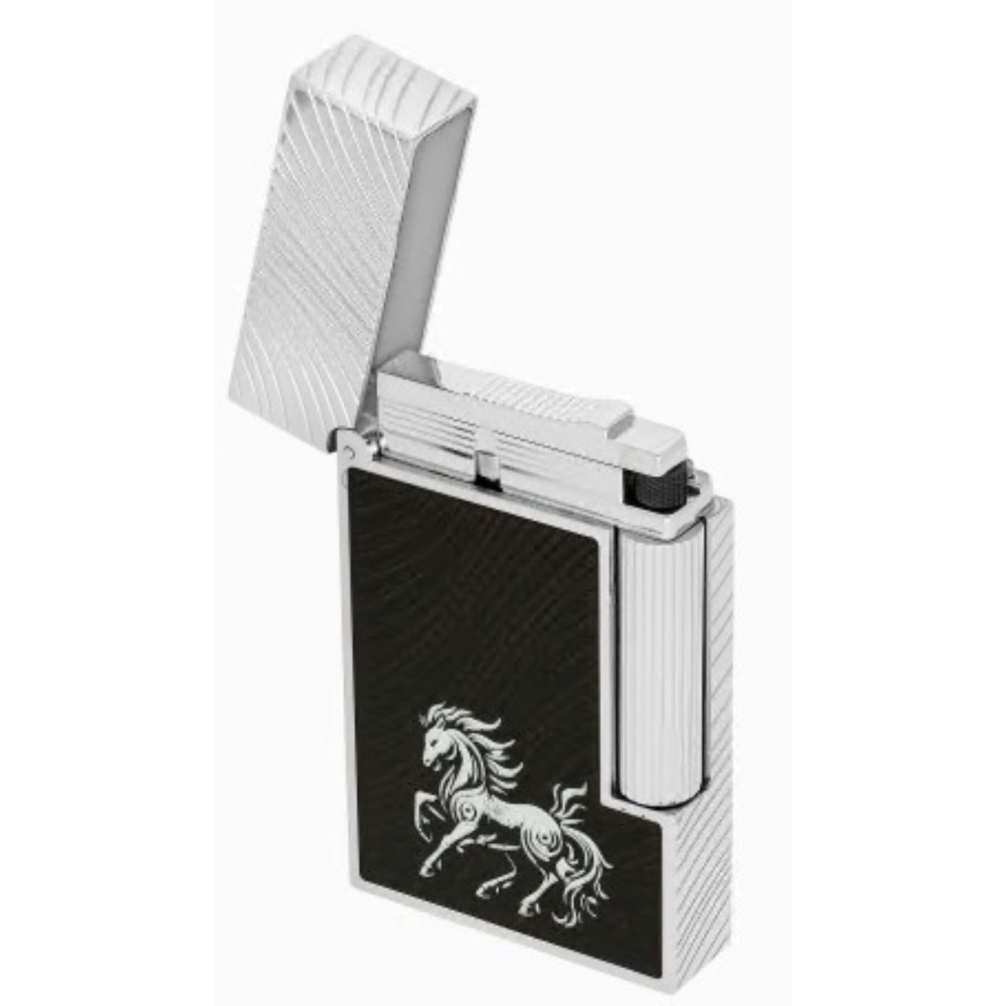 CHINESE NEW YEAR HORSE - LIGNE 2 GUILLOCHE SOUS LAQUE NOIRE BLACK GUILLOCHE UNDER LACQUER PALLADIUM