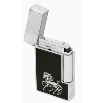 CHINESE NEW YEAR HORSE - LIGNE 2 GUILLOCHE SOUS LAQUE NOIRE BLACK GUILLOCHE UNDER LACQUER PALLADIUM