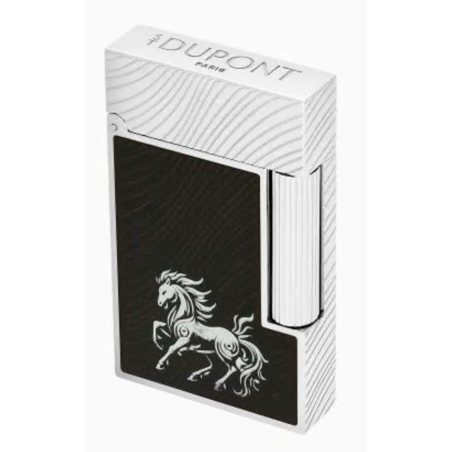 CHINESE NEW YEAR HORSE - LIGNE 2 GUILLOCHE SOUS LAQUE NOIRE BLACK GUILLOCHE UNDER LACQUER PALLADIUM