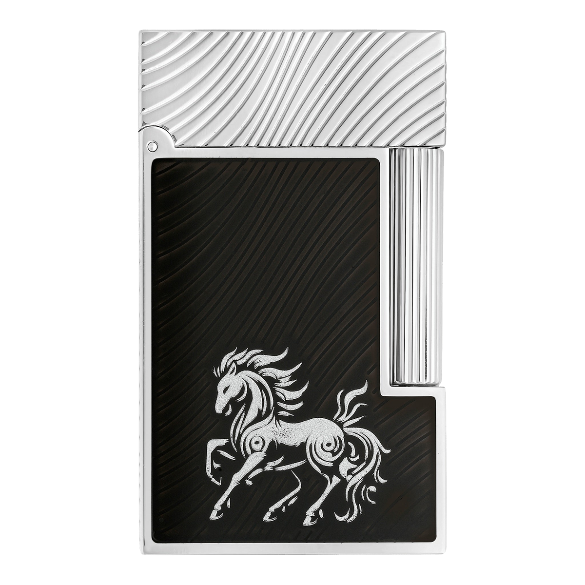 S.T. Dupont Nouvel An chinois Horse - Ligne 2 guilloché sous laque noire palladium