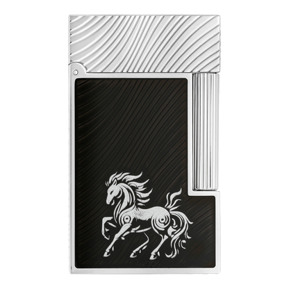 S.T. Dupont Nouvel An chinois Horse - Ligne 2 guilloché sous laque noire palladium