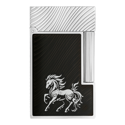 S.T. Dupont Nouvel An chinois Horse - Ligne 2 guilloché sous laque noire palladium