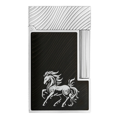 S.T. Dupont Chinese New Year Horse - Ligne 2 Guilloche Sous Laque Noire Black Guilloche Under Lacquer Palladium