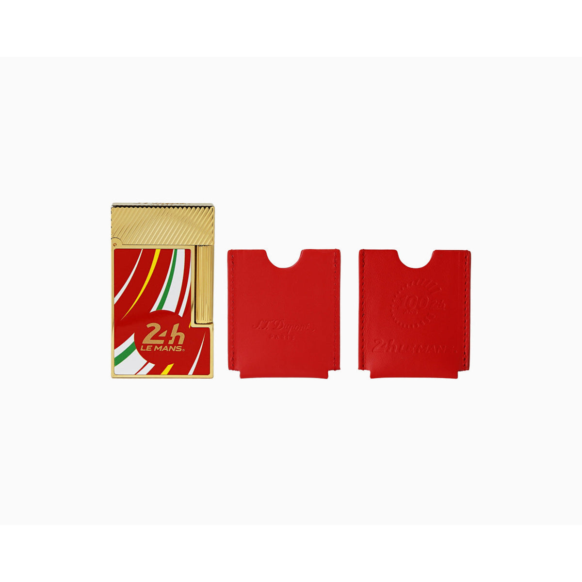 S.T. Dupont Lighter Ligne 2 Cling Le Red Gold — angle view
