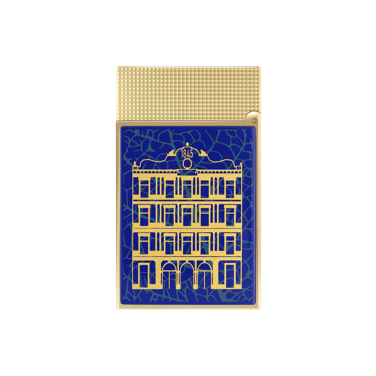 S.T. Dupont Lighter Ligne 2 Blue Yellow Gold — angle view