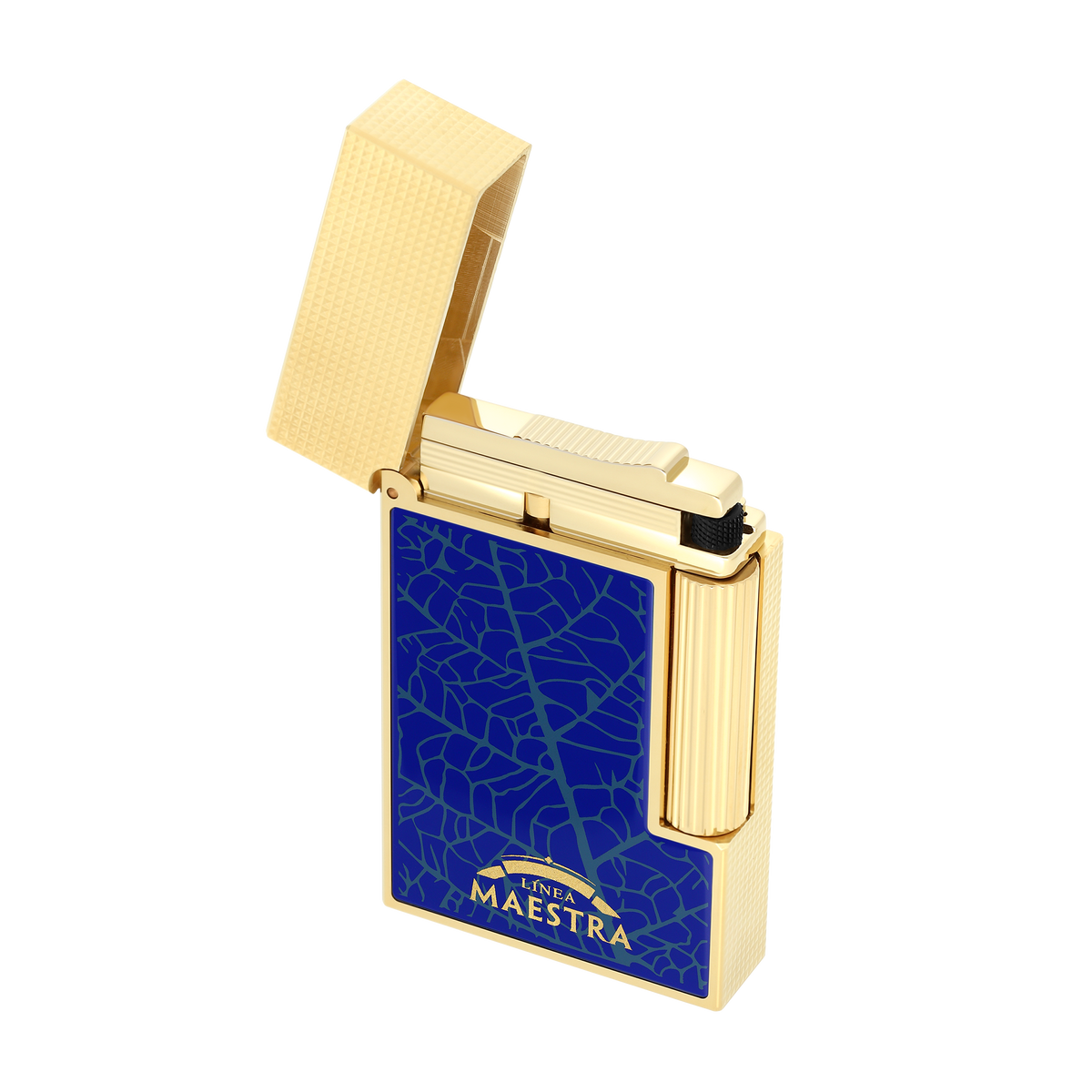 S.T. Dupont Lighter Ligne 2 Blue Yellow Gold — detail view