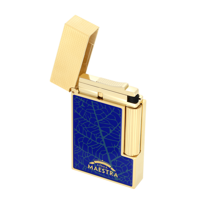 S.T. Dupont Lighter Ligne 2 Blue Yellow Gold — detail view