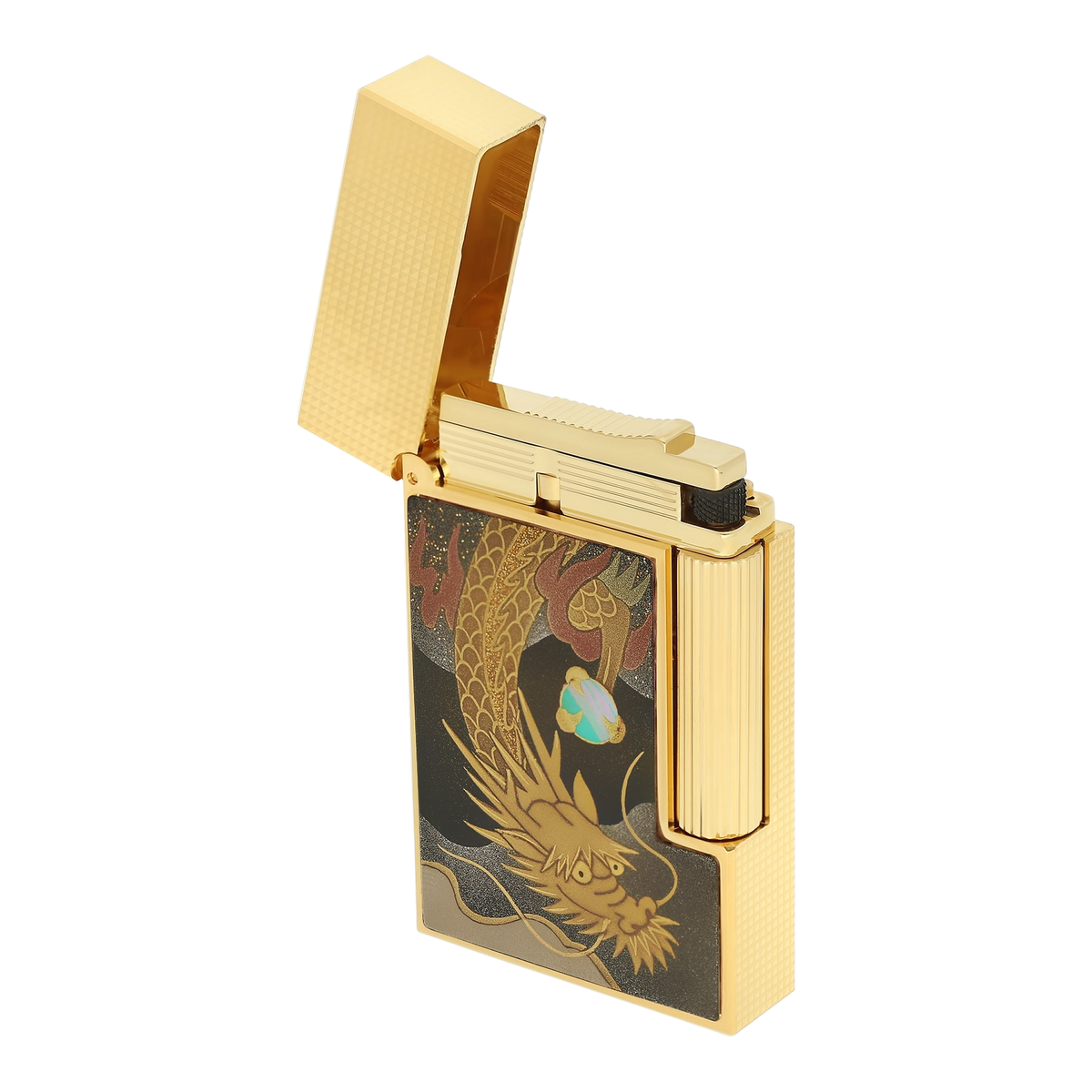 S.T. Dupont Ligne 2 - Lacquered Lighter Maki-E Brown Dragon — detail view