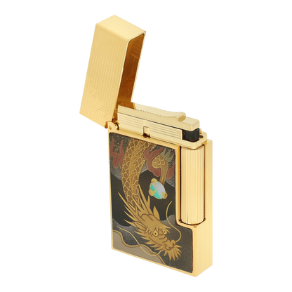 S.T. Dupont Ligne 2 - Lacquered Lighter Maki-E Brown Dragon — detail view