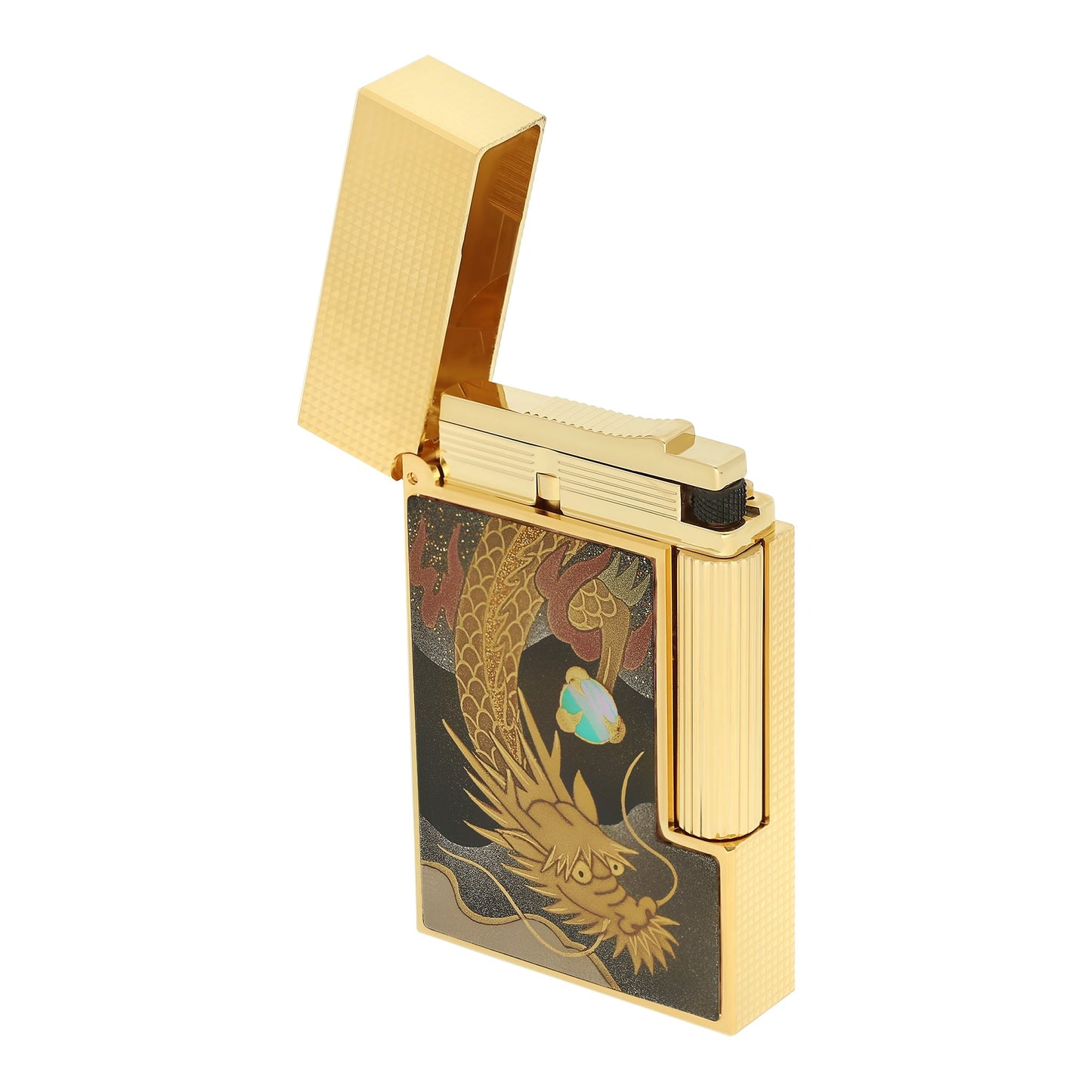 S.T. Dupont Ligne 2 - Lacquered Lighter Maki-E Brown Dragon — detail view