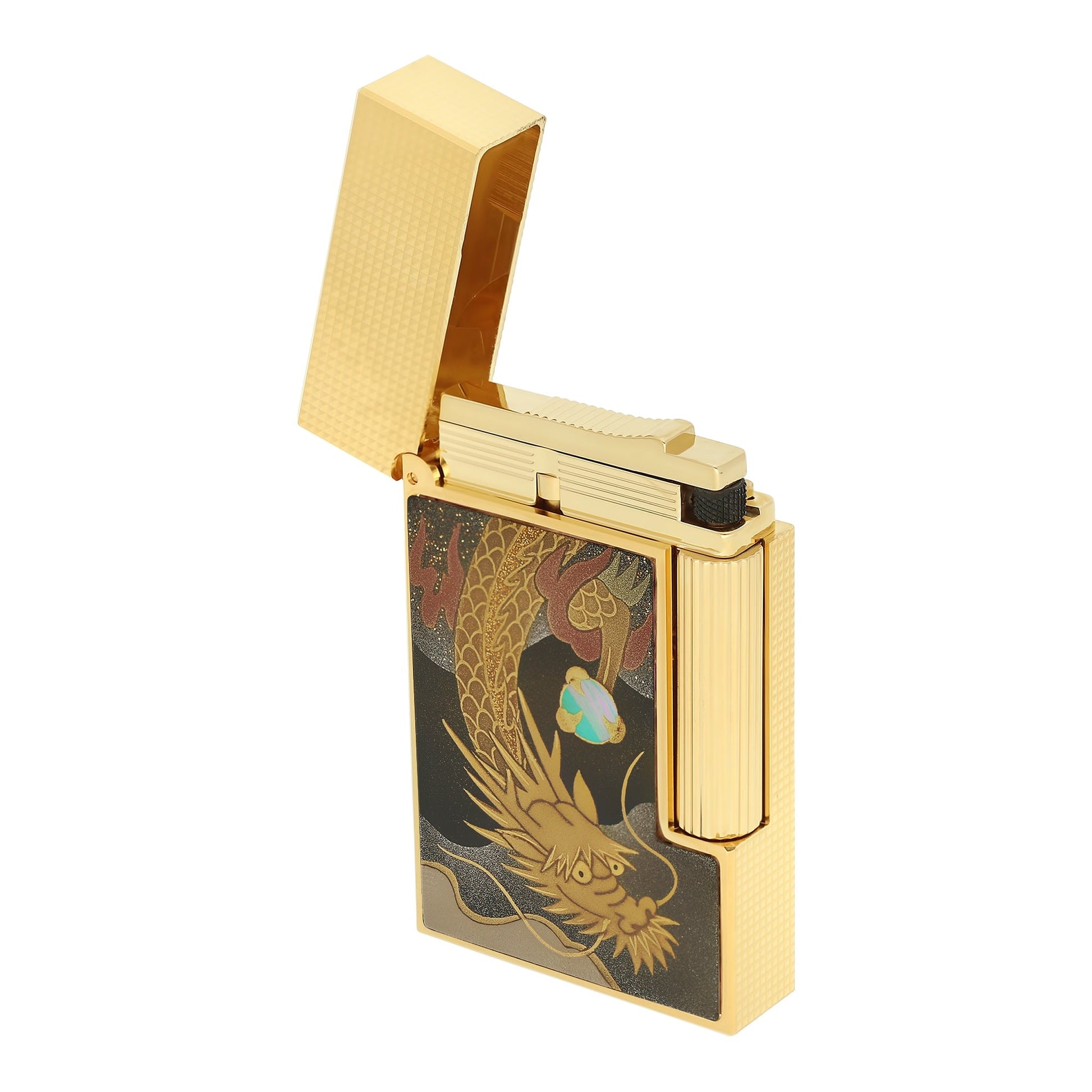 S.T. Dupont Ligne 2 - Lacquered Lighter Maki-E Brown Dragon — detail view