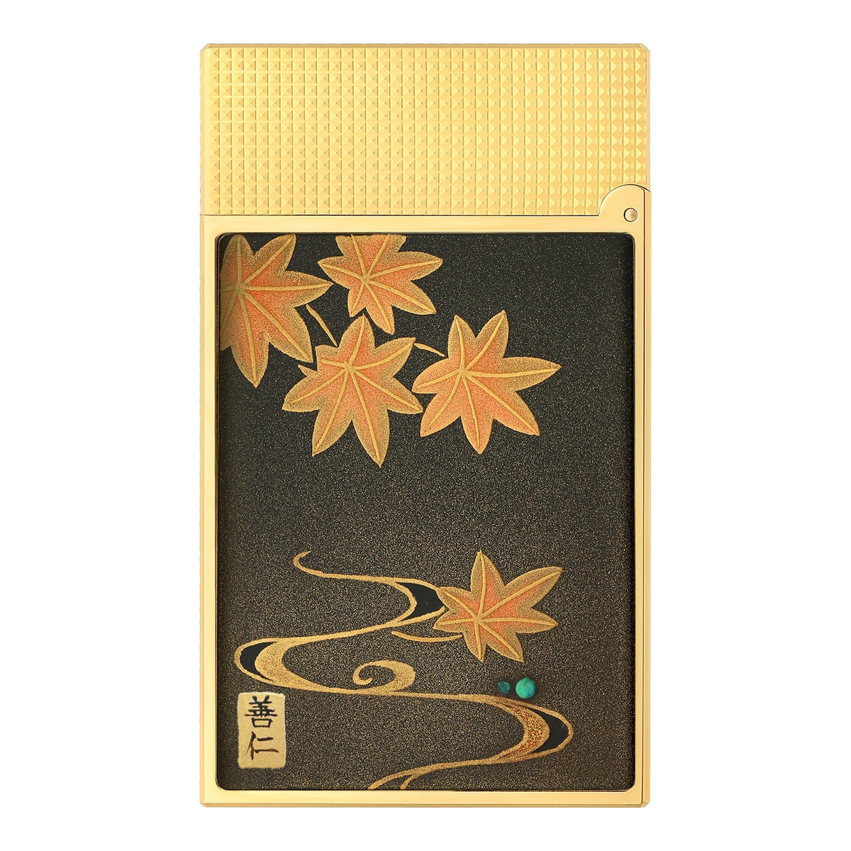 S.T. Dupont Ligne 2 - Lacquered Lighter Maki-E Brown Ryusui Shun — angle view