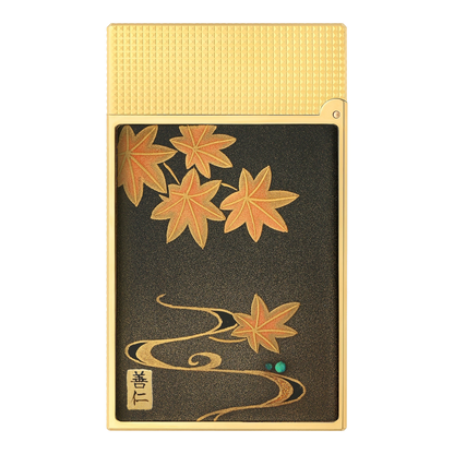 S.T. Dupont Ligne 2 - Lacquered Lighter Maki-E Brown Ryusui Shun — angle view